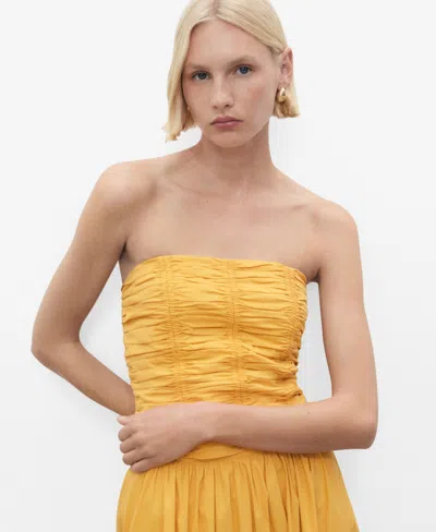 Mango Sunny Cotton Blend Strapless Top In Yellow