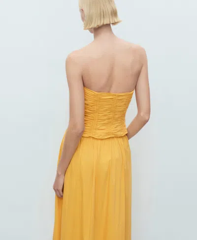 Mango Sunny Cotton Blend Strapless Top In Yellow