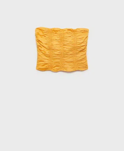 Mango Sunny Cotton Blend Strapless Top In Yellow