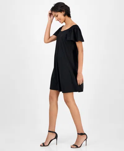 Robbie Bee Women's Off-the-shoulder Swing Dress In Black