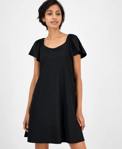 Robbie Bee Women's Off-the-shoulder Swing Dress In Black