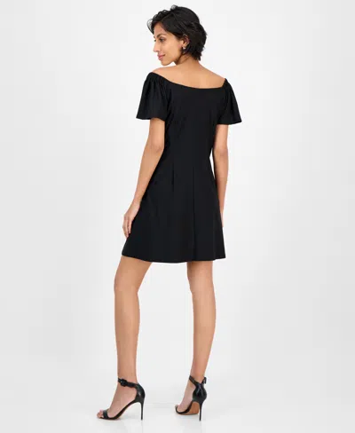 Robbie Bee Women's Off-the-shoulder Swing Dress In Black