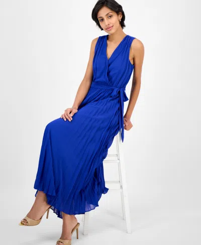 Sandra Darren Women's Sleeveless Pleated Maxi Dress In Blue