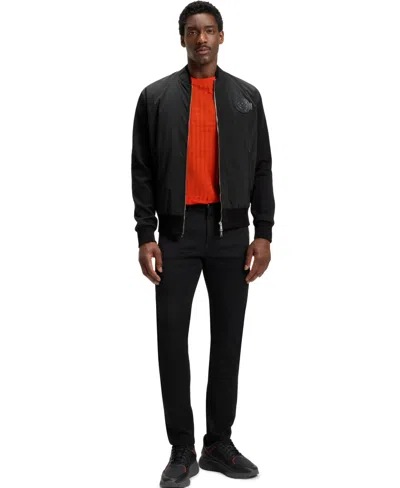 Hugo Boss X Porsche Skiles Logo-plaque Cotton Bomber Jacket In Black