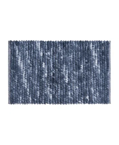 French Connection Space Dye Chunky Chenille Bath Rug, 20" X 32" In Blue