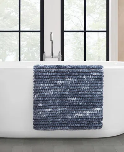 French Connection Space Dye Chunky Chenille Bath Rug, 20" X 32" In Blue