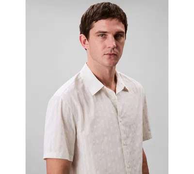 Calvin Klein Men's Cotton Striped Textured Short-sleeve Shirt In White
