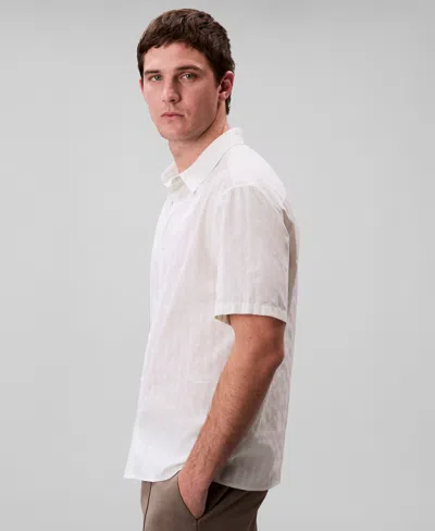 Calvin Klein Men's Cotton Striped Textured Short-sleeve Shirt In White