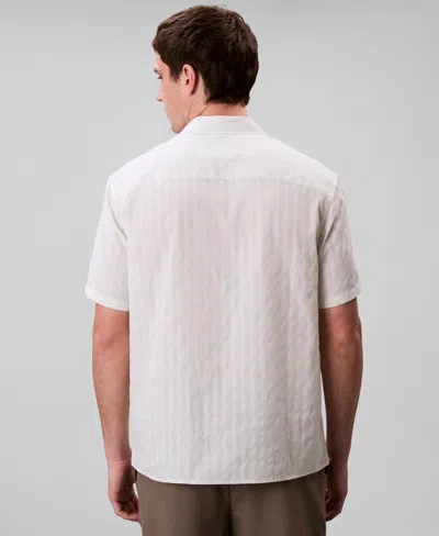Calvin Klein Men's Cotton Striped Textured Short-sleeve Shirt In White