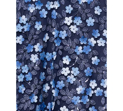 Xscape Women's Printed Square-neck Sleeveless Dress In Blue