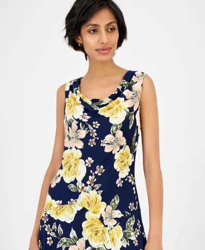 Robbie Bee Women's Sleeveless Cowl-neck Midi Dress In Blue