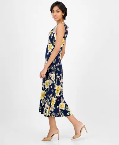 Robbie Bee Women's Sleeveless Cowl-neck Midi Dress In Blue