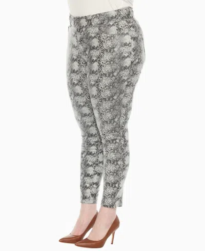 White Mark Plus Size Faux Suede Snake Print Pants In Gray