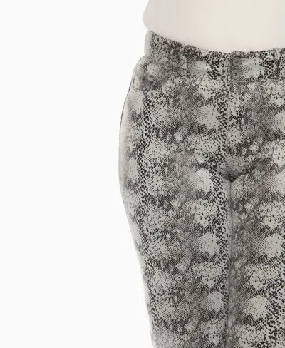 White Mark Plus Size Faux Suede Snake Print Pants In Gray