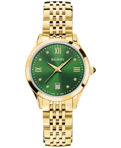 Balmain Women's Swiss Classic R Diamond Accent Gold Pvd Stainless Steel Bracelet Watch 34mm