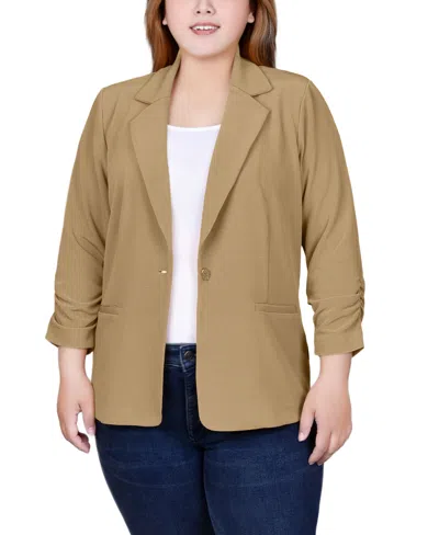 Ny Collection Plus Size Long Sleeve Scuba Crepe Jacket In Green