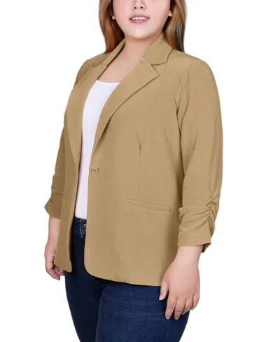Ny Collection Plus Size Long Sleeve Scuba Crepe Jacket In Green