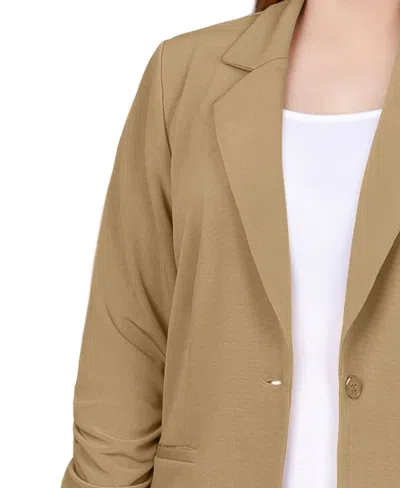 Ny Collection Plus Size Long Sleeve Scuba Crepe Jacket In Green