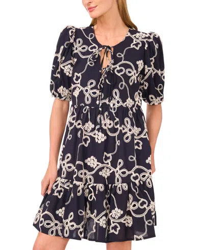 Cece Tie Front Tiered Dress In Black
