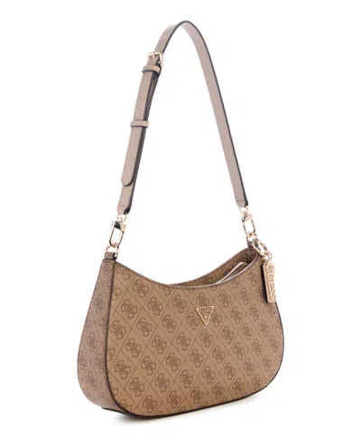 Guess Noelle Small Top-zip Shoulder Bag In Brown