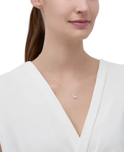Macy's 2-pc. Set Swiss Blue Topaz Bezel Pendant Necklace & Matching Stud Earrings (1-3/4 Ct. T.w.) In 14k G