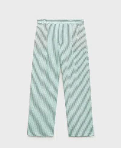 Mango Low-rise Striped Pants In Green