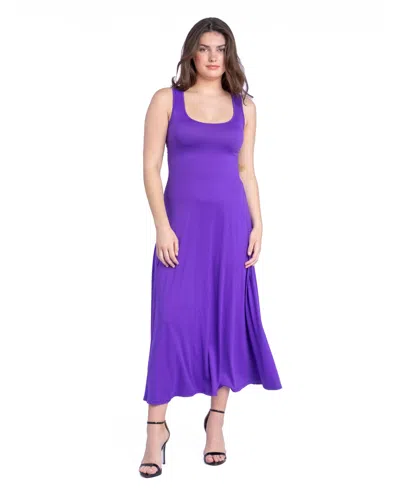 24seven Comfort Apparel Slim Fit A Line Sleeveless Maternity Maxi Dress In Purple