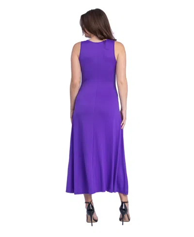 24seven Comfort Apparel Slim Fit A Line Sleeveless Maternity Maxi Dress In Purple