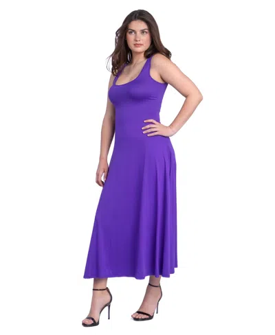 24seven Comfort Apparel Slim Fit A Line Sleeveless Maternity Maxi Dress In Purple
