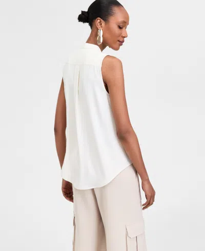 Inc International Concepts Women's V-neck Sleeveless Top, Exclusively At Macy's In White