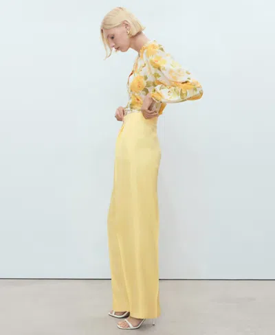 Mango Linen-blend Pleated Trousers Yellow In Yellow