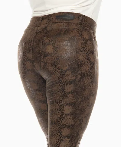 White Mark Plus Size Faux Suede Snake Print Pants In Brown