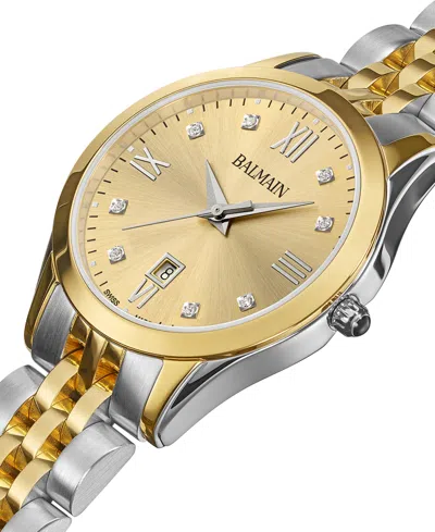 Balmain Women's Swiss Classic R Diamond Accent Two-tone Stainless Steel Bracelet Watch 30mm