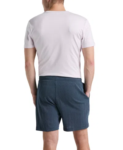 Perry Ellis Men's Ribbed Striped Drawstring 7" Shorts In Blue
