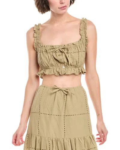 Weworewhat Ruffle Crop Top In Green