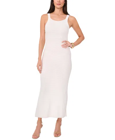 Vince Camuto Pointelle Sleeveless Maxi Sweater Dress In White