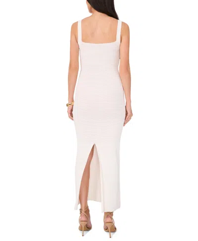 Vince Camuto Pointelle Sleeveless Maxi Sweater Dress In White