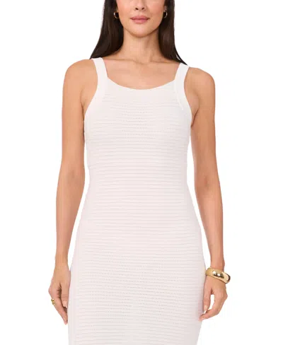Vince Camuto Pointelle Sleeveless Maxi Sweater Dress In White