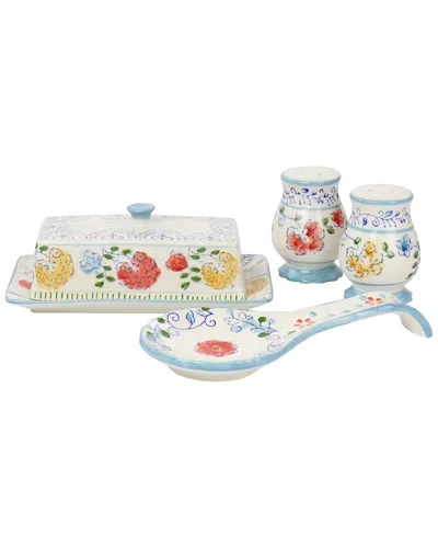 Gibson Elite Anaya 5pc Hand Painted Stoneware Table Accessory Set In Multi