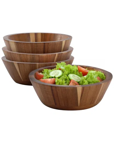 Megachef 4pc 6.75in Acacia Wood Salad Bowl Set In Brown