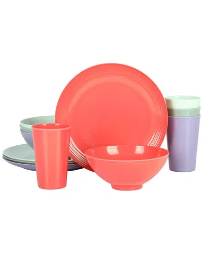 Gibson Home Zelly 12 Piece Round Melamine Dinnerware Set In Multi