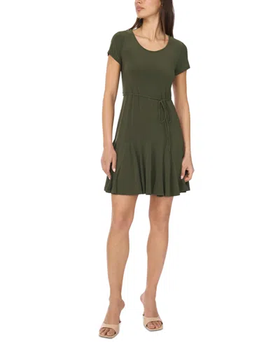 Sam & Jess Women's Godet String-belt Dress In Green