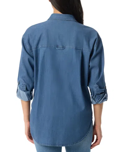 Gloria Vanderbilt Women's Amanda Roll-tab-sleeve Button-front Shirt In Blue