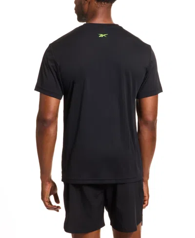 Reebok Distance Short Sleeve Crewneck Graphic Running T-shirt In Black