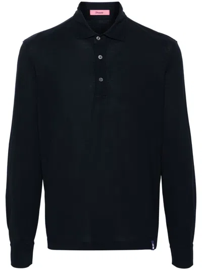 Drumohr Spread-collar Cotton Polo Shirt In Black