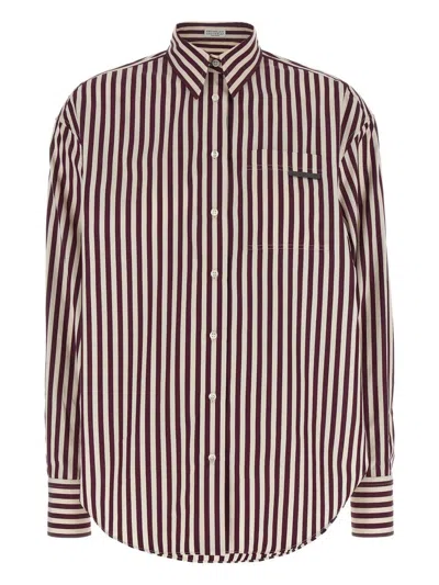 Brunello Cucinelli Bead-embellished Striped Cotton-sateen Shirt In Multi