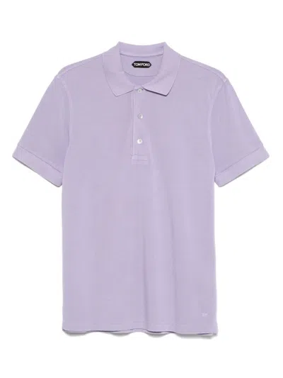 Tom Ford Lyocell Piquet Polo Shirt In Blue