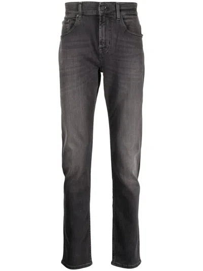 7 For All Mankind Classic Straight-leg Grey Jeans With Faded Finish In Gray
