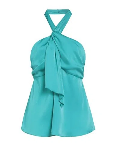 Hanita H Couture Woman Top Turquoise Size M Polyester In Blue
