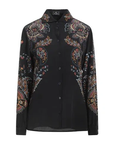 Etro Woman Shirt Midnight Blue Size 6 Silk In Black